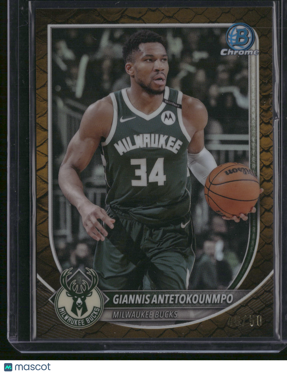 Giannis Antetokounmpo 2025 Topps Bowman Chrome University #BCV-80 Gold Refractor