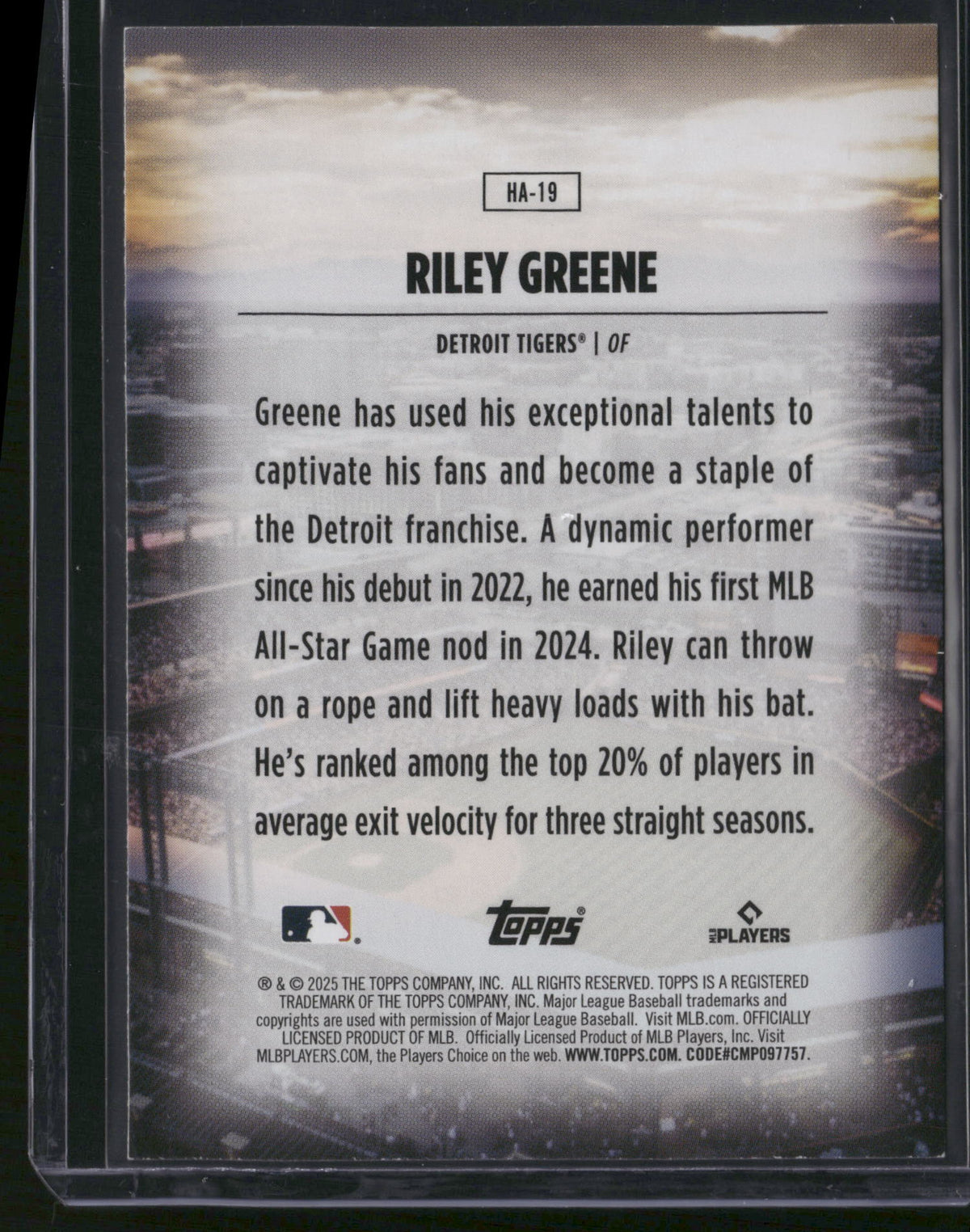 Riley Greene 2025 Topps Home Field Advantage #HA-19