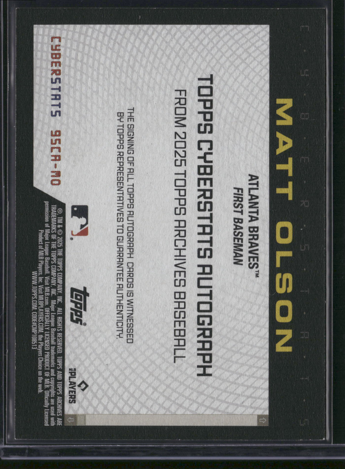 Matt Olson 2025 Topps Archives Cyberstats #95CA-MO