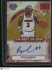 Ryan Conwell 2025 Bowman University Best U #BA-RC Gold Refractor Autograph