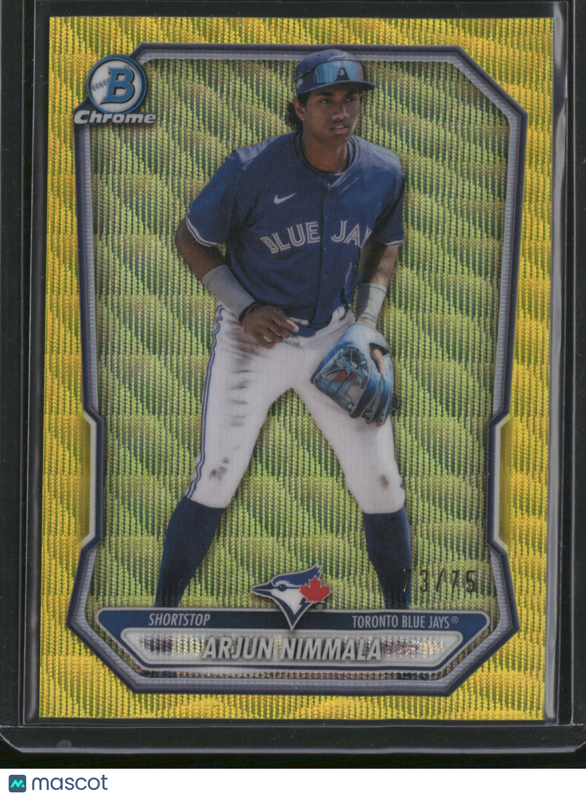 Arjun Nimmala 2025 Bowman Chrome #BCP-67 Yellow Mojo Refractor /25.