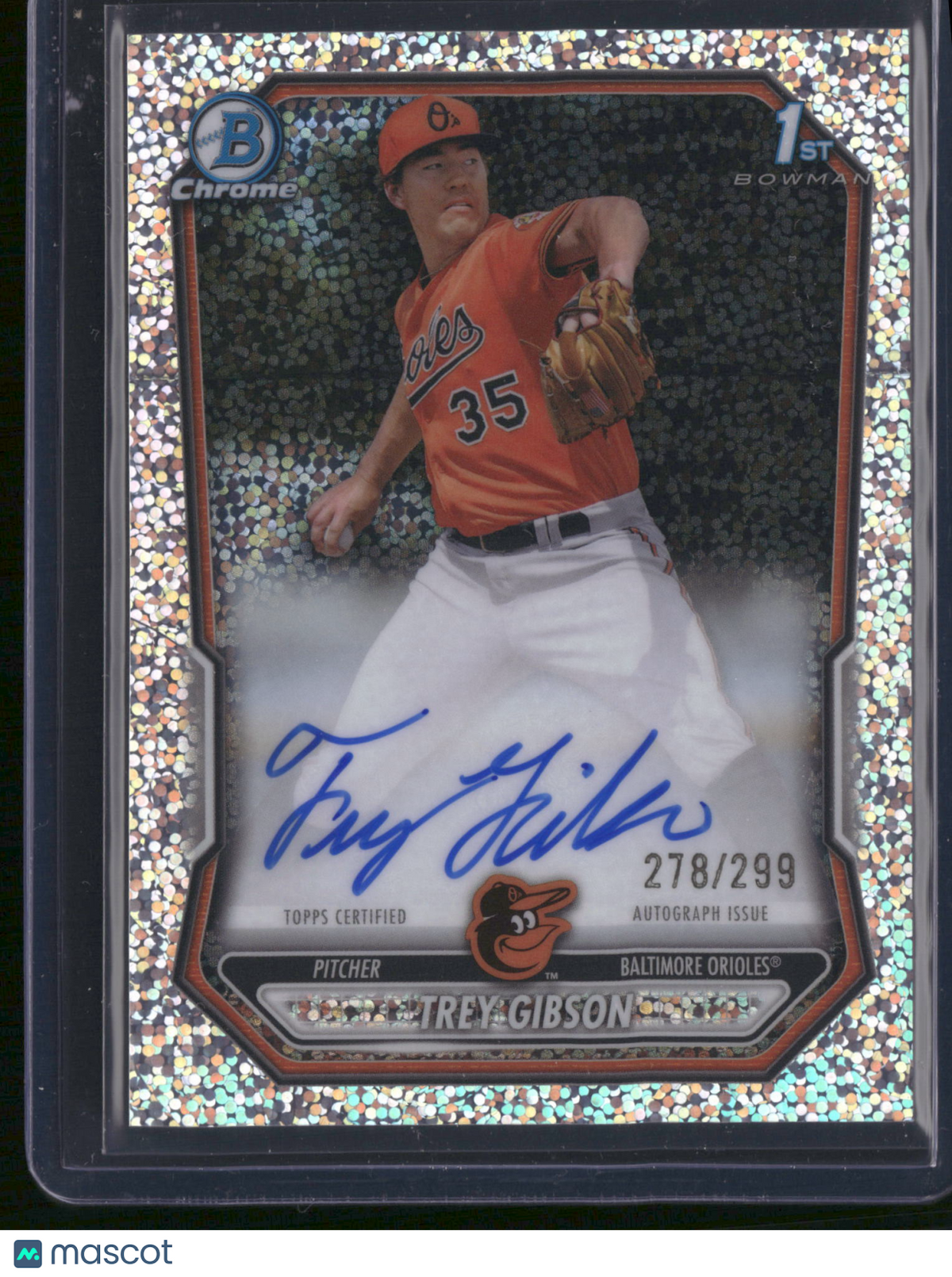 Trey Gibson 2023 Bowman Chrome #CPA-TGI Speckle Refractor /299 1st Bowman