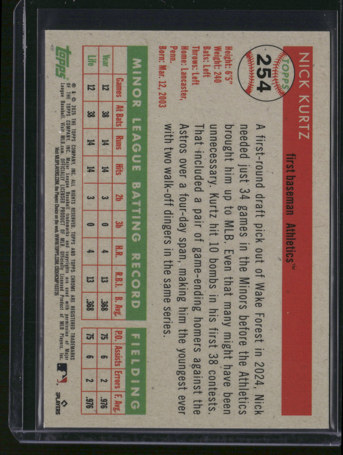 Nick Kurtz 2025 Topps Chrome #254 Purple RayWave /250 RC