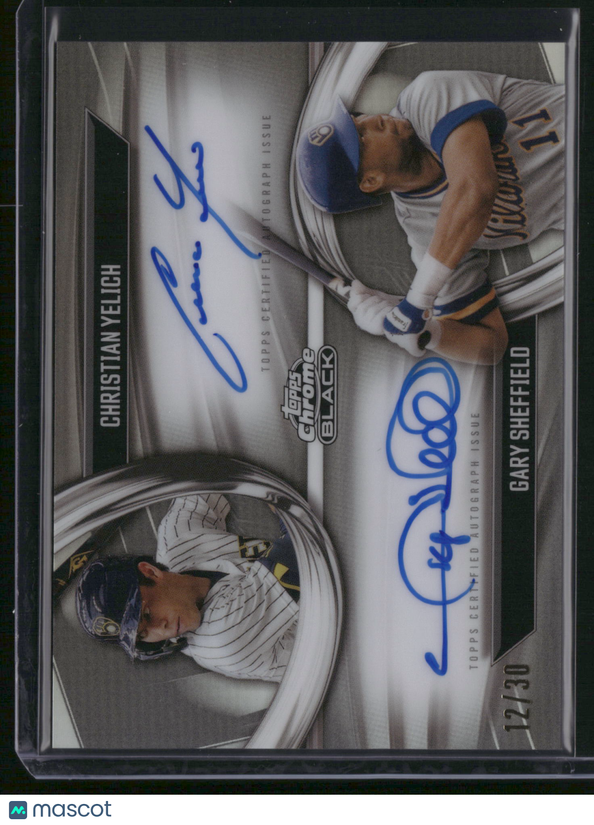 Gary Sheffield Christian Yelich 2025 Topps Chrome Black Pitch Black Dual Autograph #PDPA-YS Dual Autograph