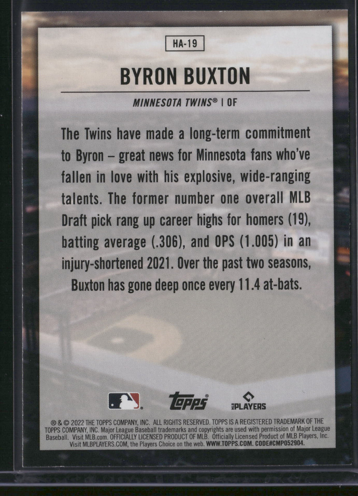 Byron Buxton 2022 Topps Home Field Advantage #HA-19