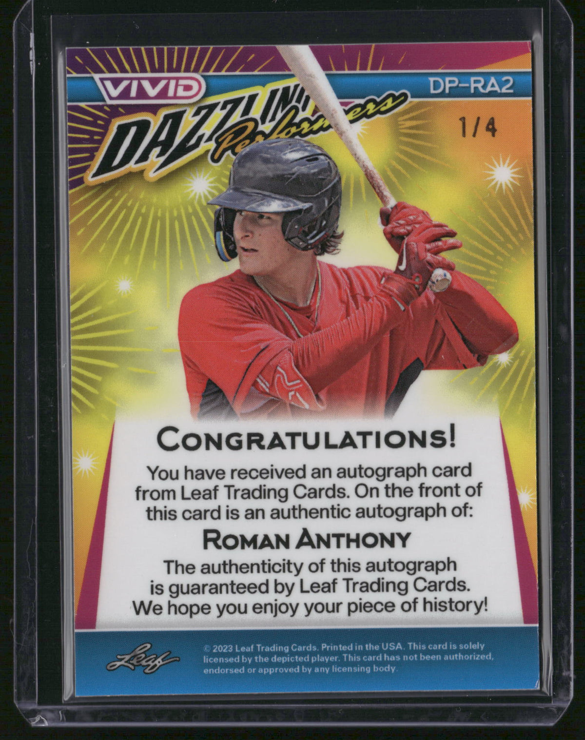 Roman Anthony 2023 Leaf Vivid Dazzling Performers #DP-RA2 Green /4