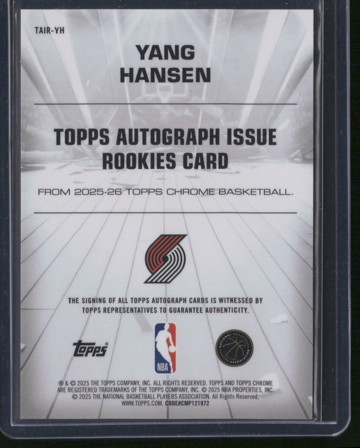 Yang Hansen 2025 Topps Chrome #TAIR-YH /150 RC