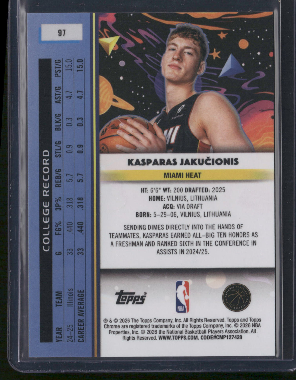 Kasparas Jakučionis 2026 Topps Chrome #97 Refractor /12 RC