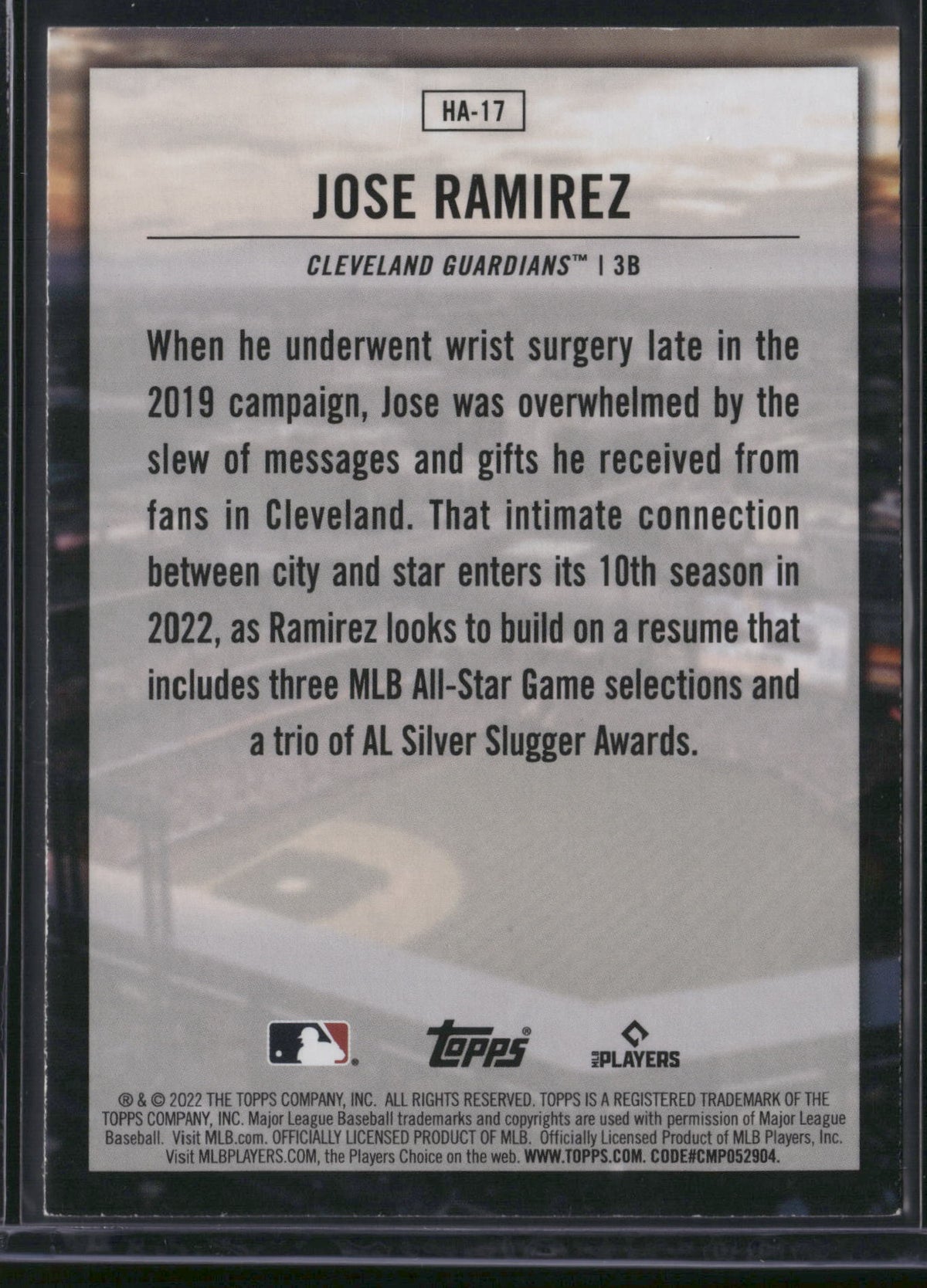 Jose Ramirez 2022 Topps Home Field Advantage #HA-17