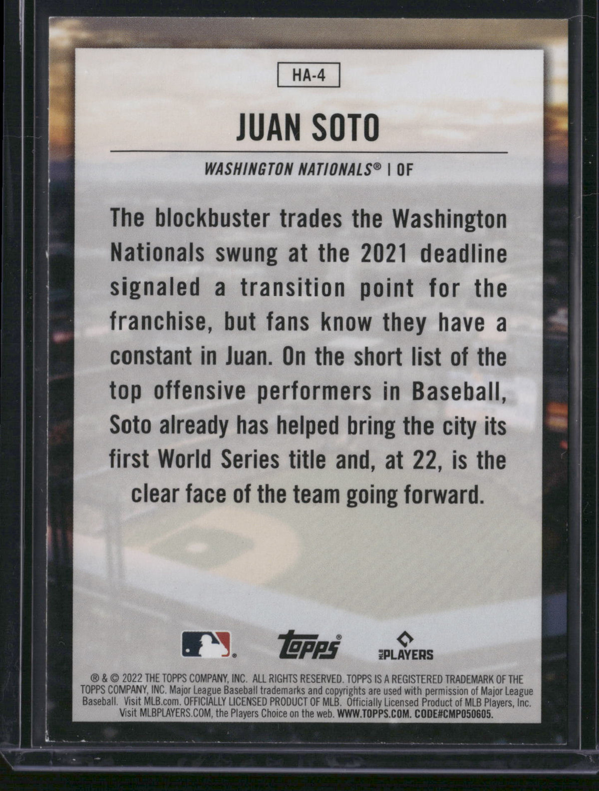 Juan Soto 2022 Topps Home Field Advantage #HA-4