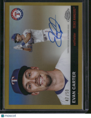 Evan Carter 2025 Topps Chrome Platinum Baseball #CPA-EC Gold /50