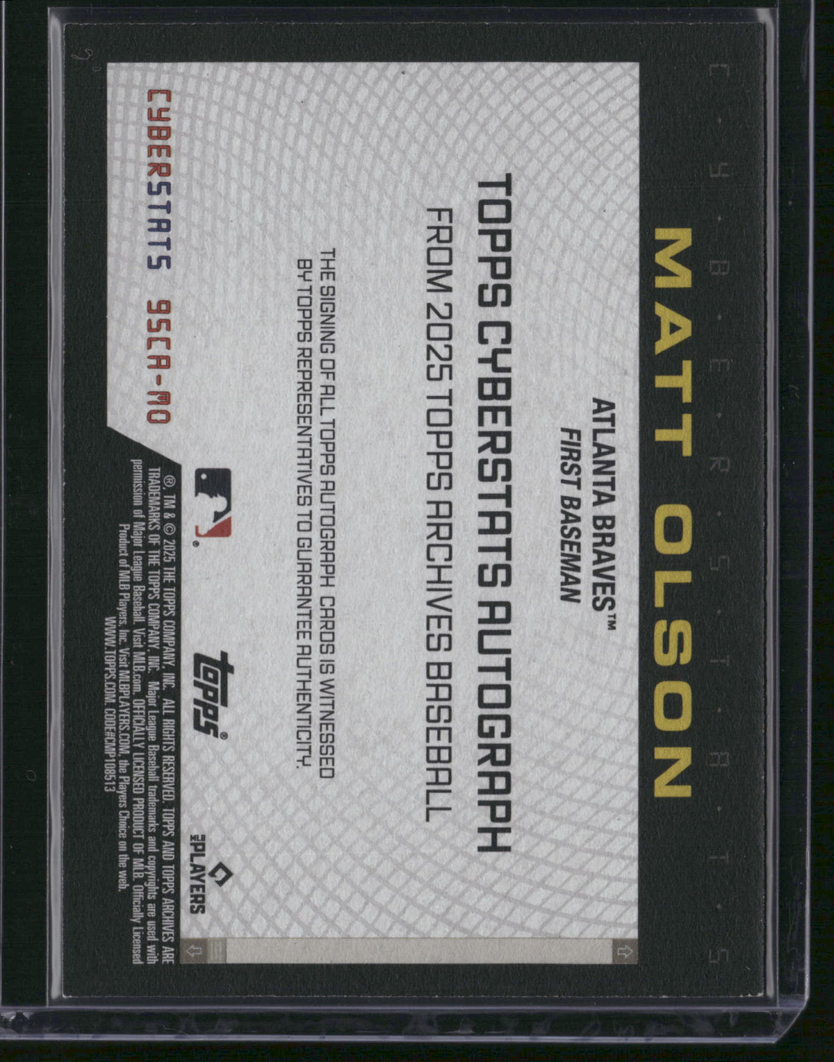 Matt Olson 2025 Topps Archives Cyberstats #95CA-MO /