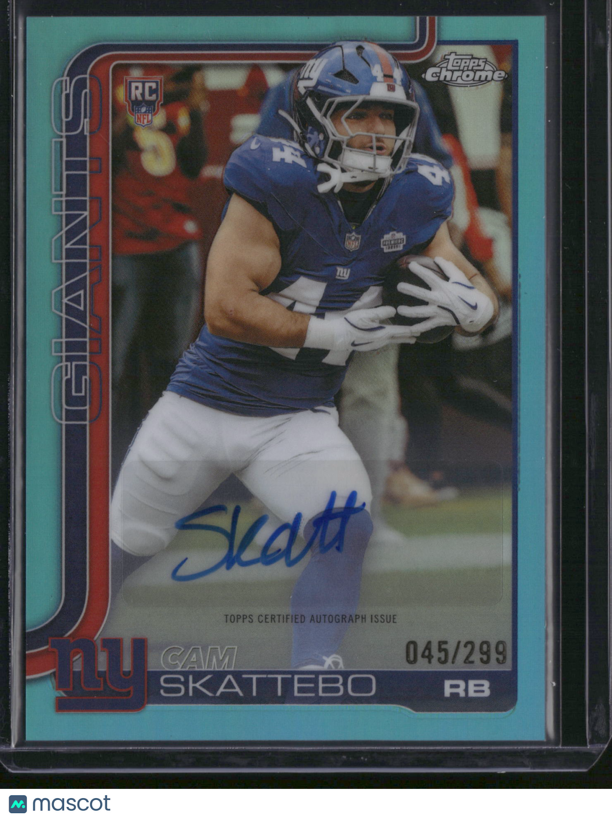 Cam Skattebo 2025 Topps Chrome #RA-CS Aqua Refractor /299 RC