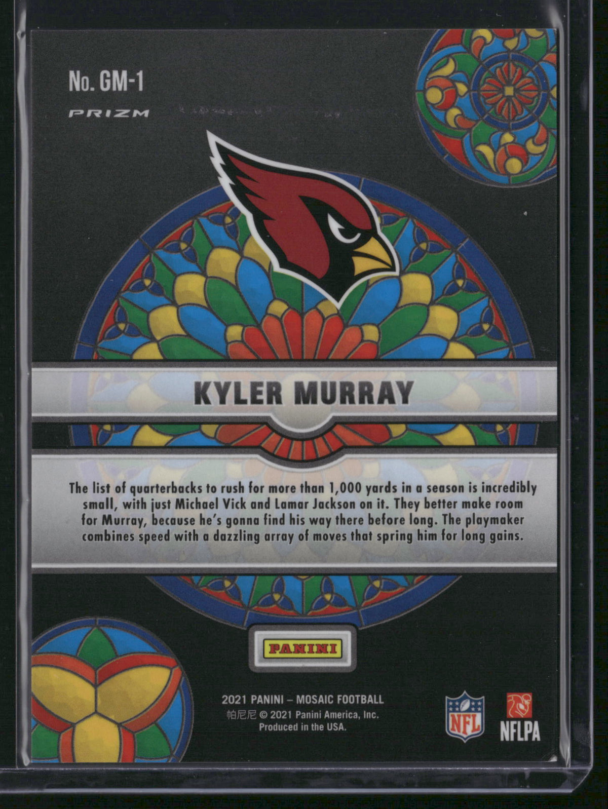 Kyler Murray 2021 Panini Mosaic Prizm Stained Glass #GM-1