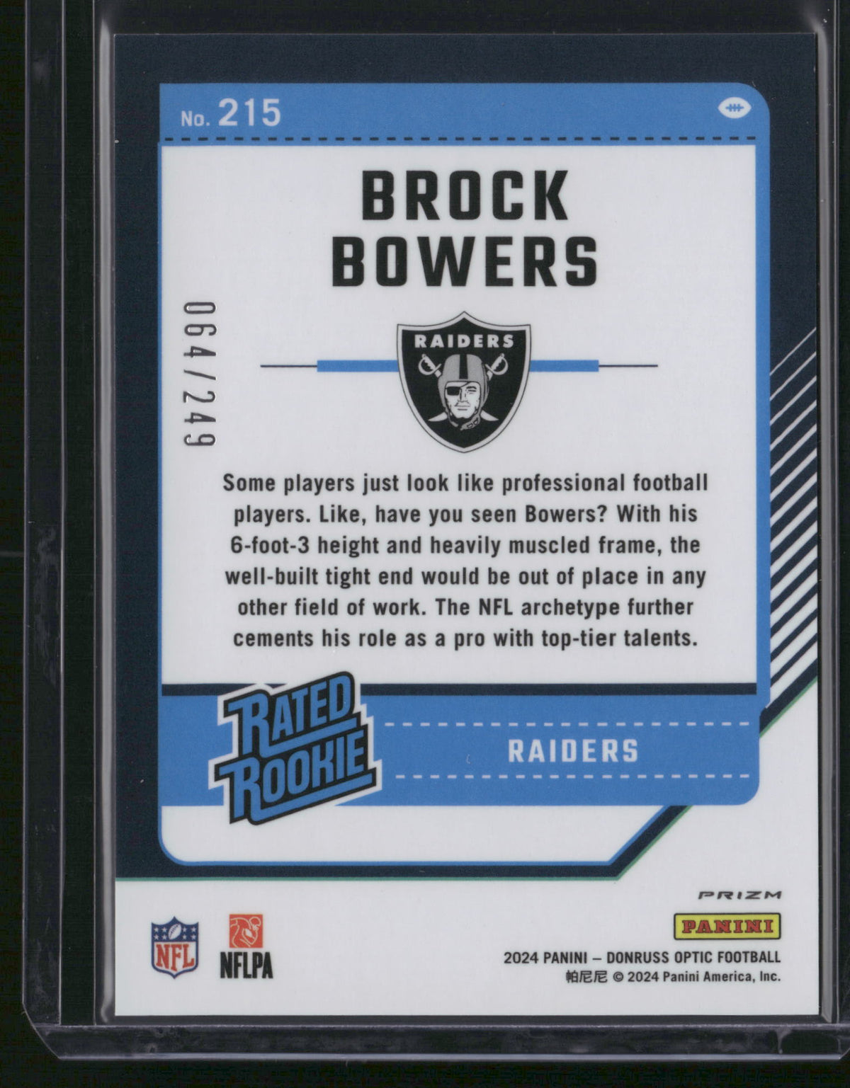 Brock Bowers 2024 Panini Donruss Optic Prizm #215 Orange /249