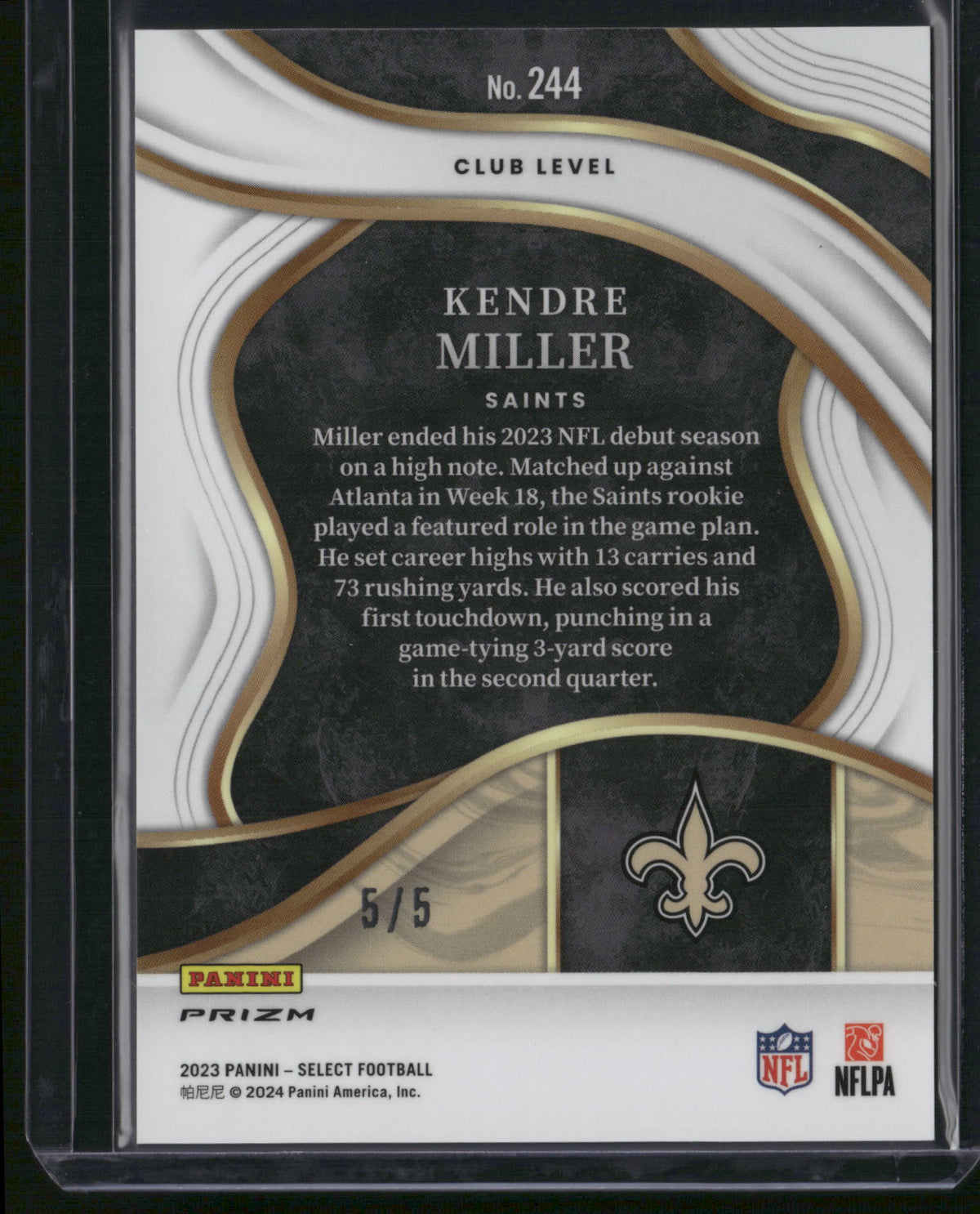 Kendre Miller 2024 Panini Select Prizm #244 Green Disco /5