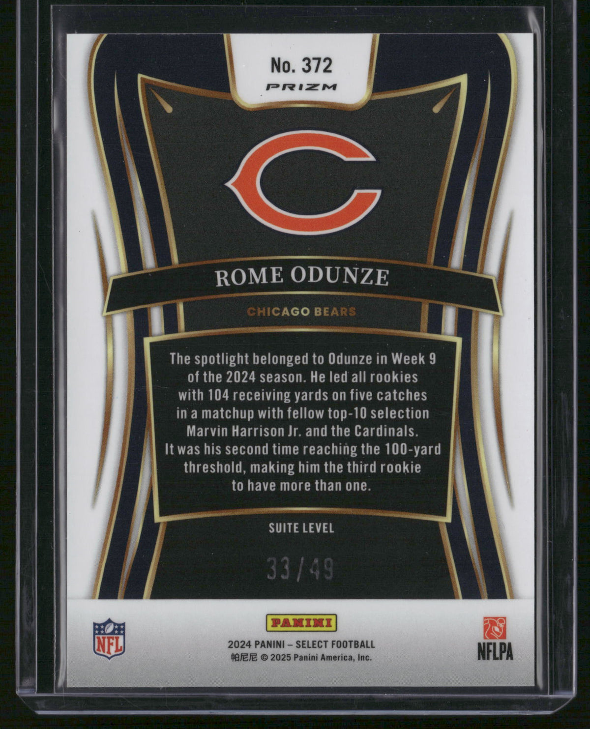 Rome Odunze 2025 Panini Select Prizm Suite Level #372 Red Disco /49