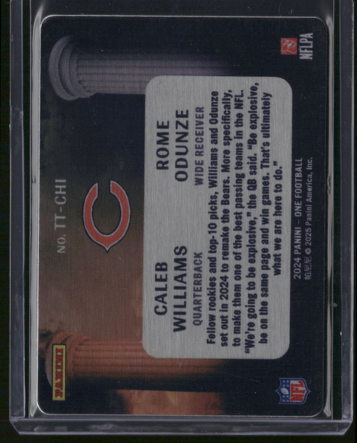 Caleb Williams Rome Odunze 2025 Panini One #TT-CHI RC