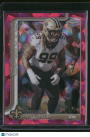 Chase Young 2025 Topps Chrome Sapphire Padparadscha 1/1 #220 Saints