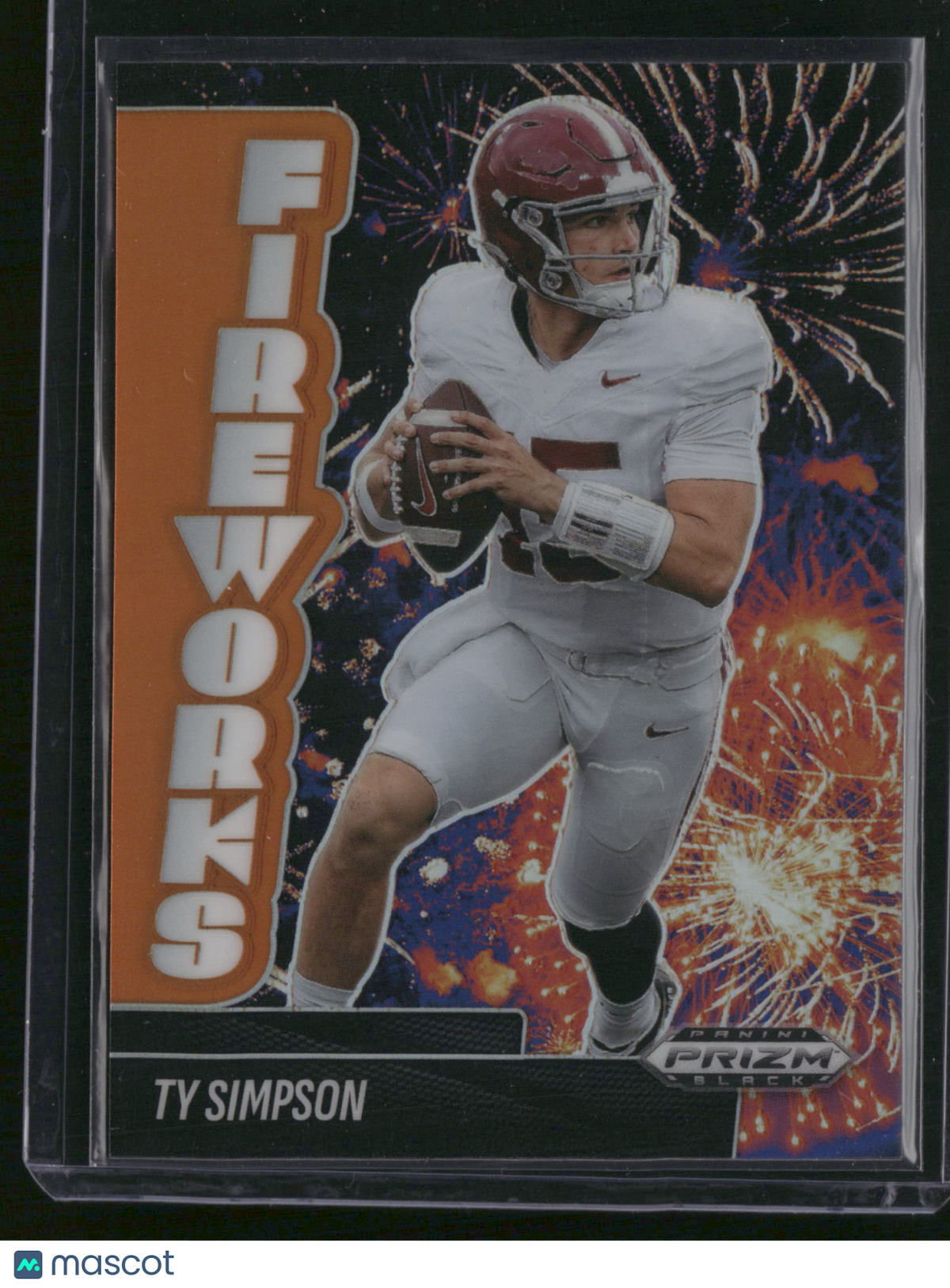 Ty Simpson 2025 Panini Prizm Black Fireworks #1 Orange /19