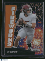 Ty Simpson 2025 Panini Prizm Black Fireworks #1 Orange /19