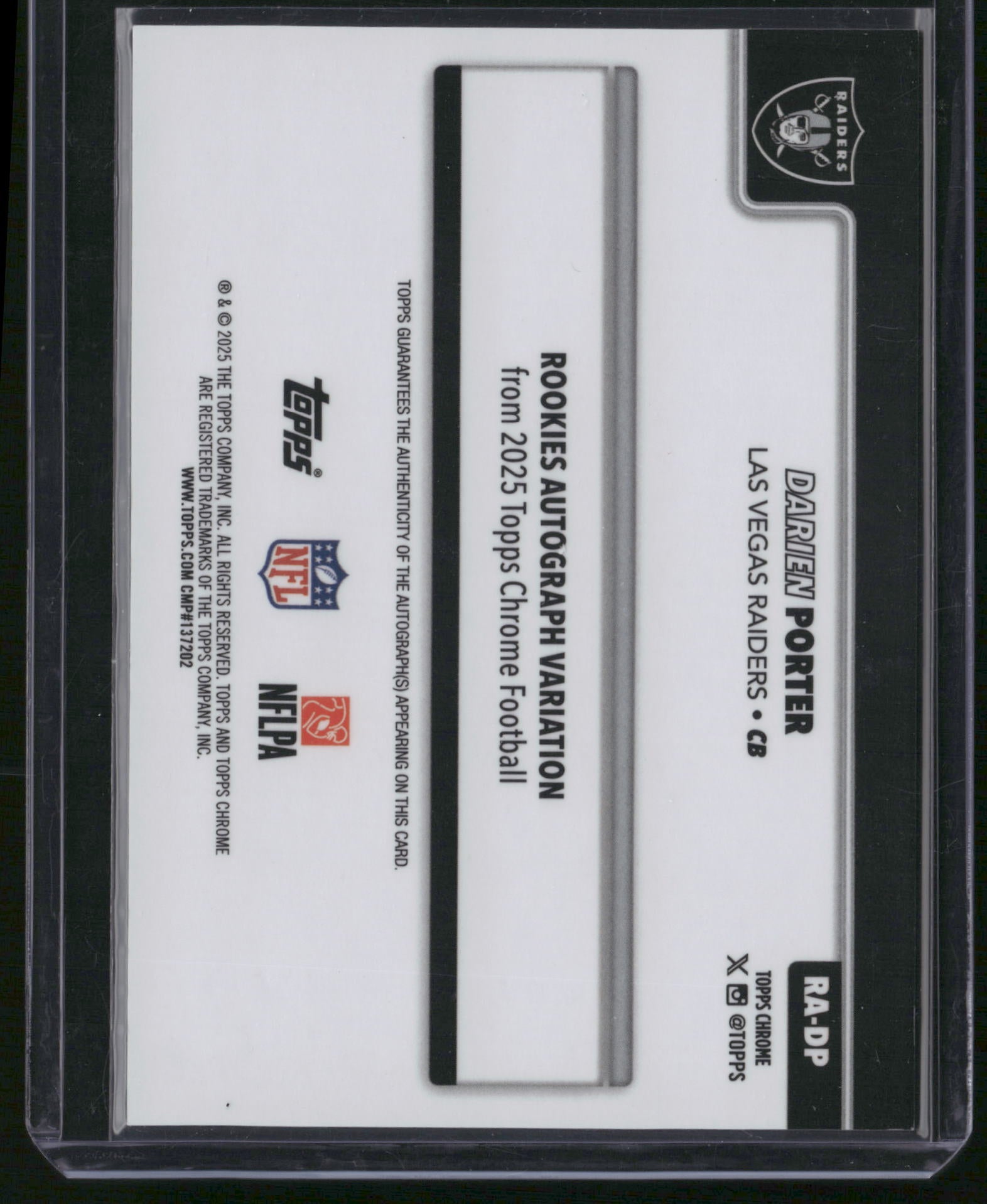 Darien Porter 2025 Topps Chrome #RA-DP Rookies Autograph Variation /14 RC