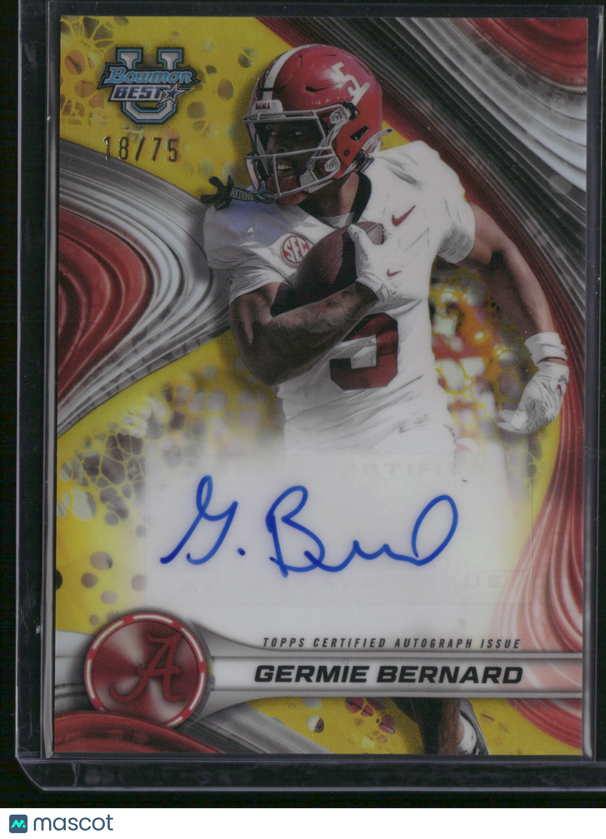 Germie Bernard 2024 Topps Bowman University Best Football #BOA-GB Yellow Refractor /75