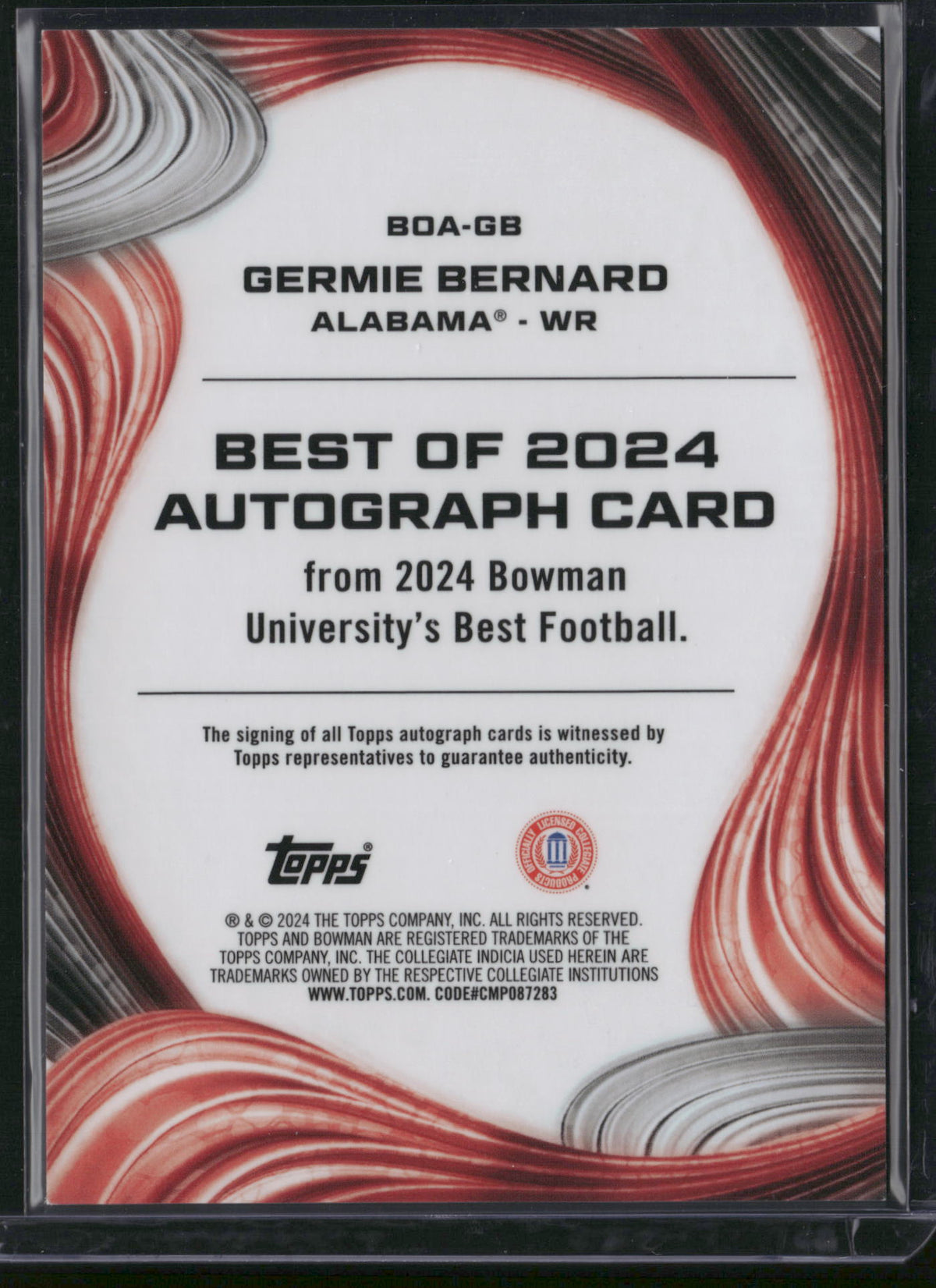 Germie Bernard 2024 Topps Bowman University Best Football #BOA-GB Yellow Refractor /75
