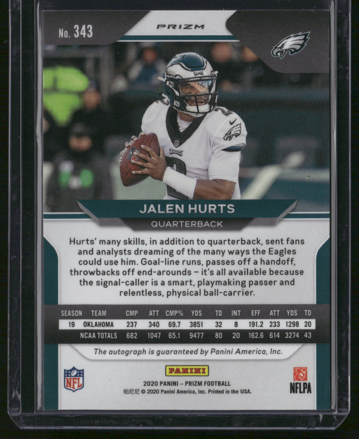 Jalen Hurts 2020 Panini Prizm Football #343 RC