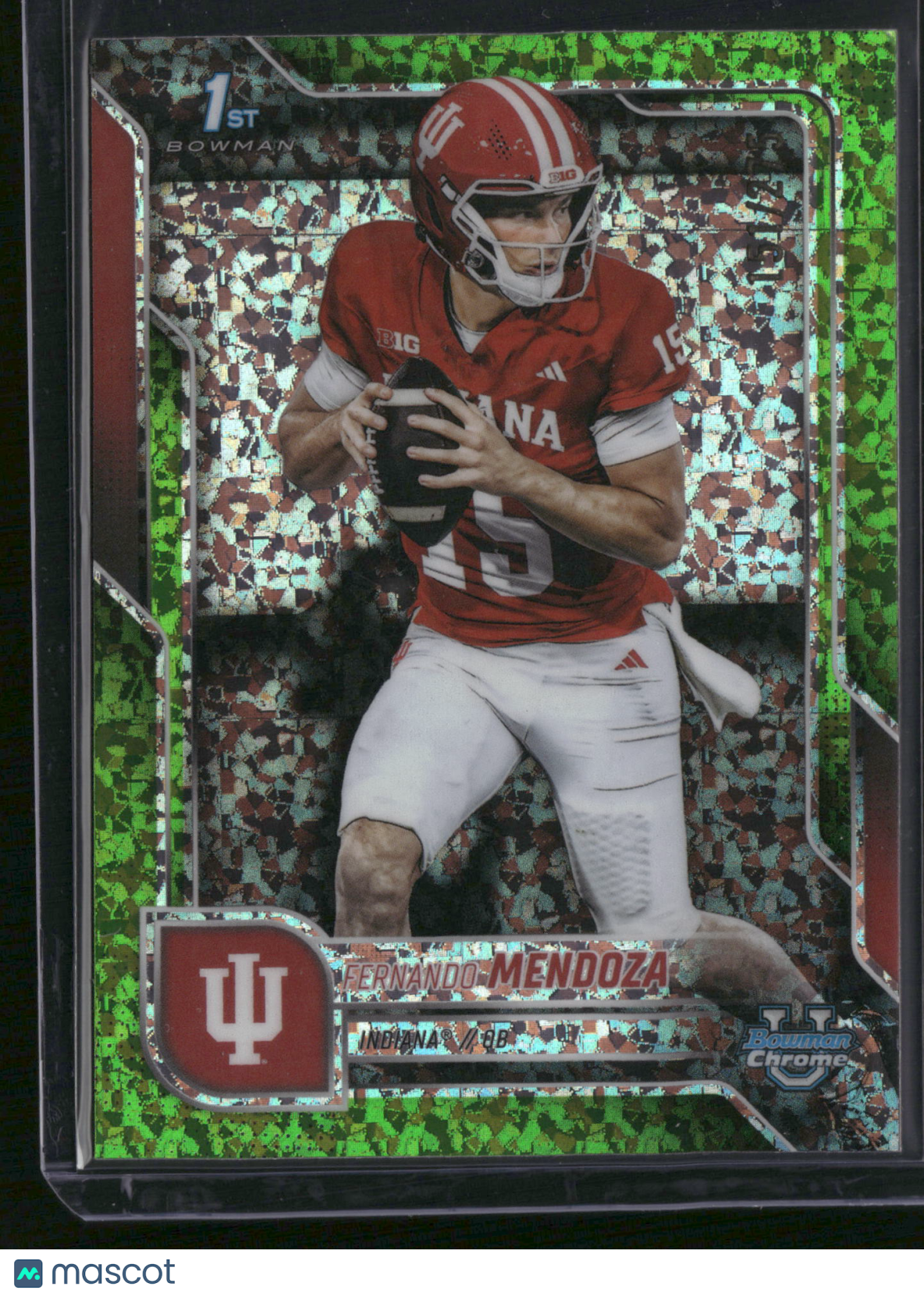 Fernando Mendoza 2025 Bowman Chrome University #109 Green Shimmer Refractor