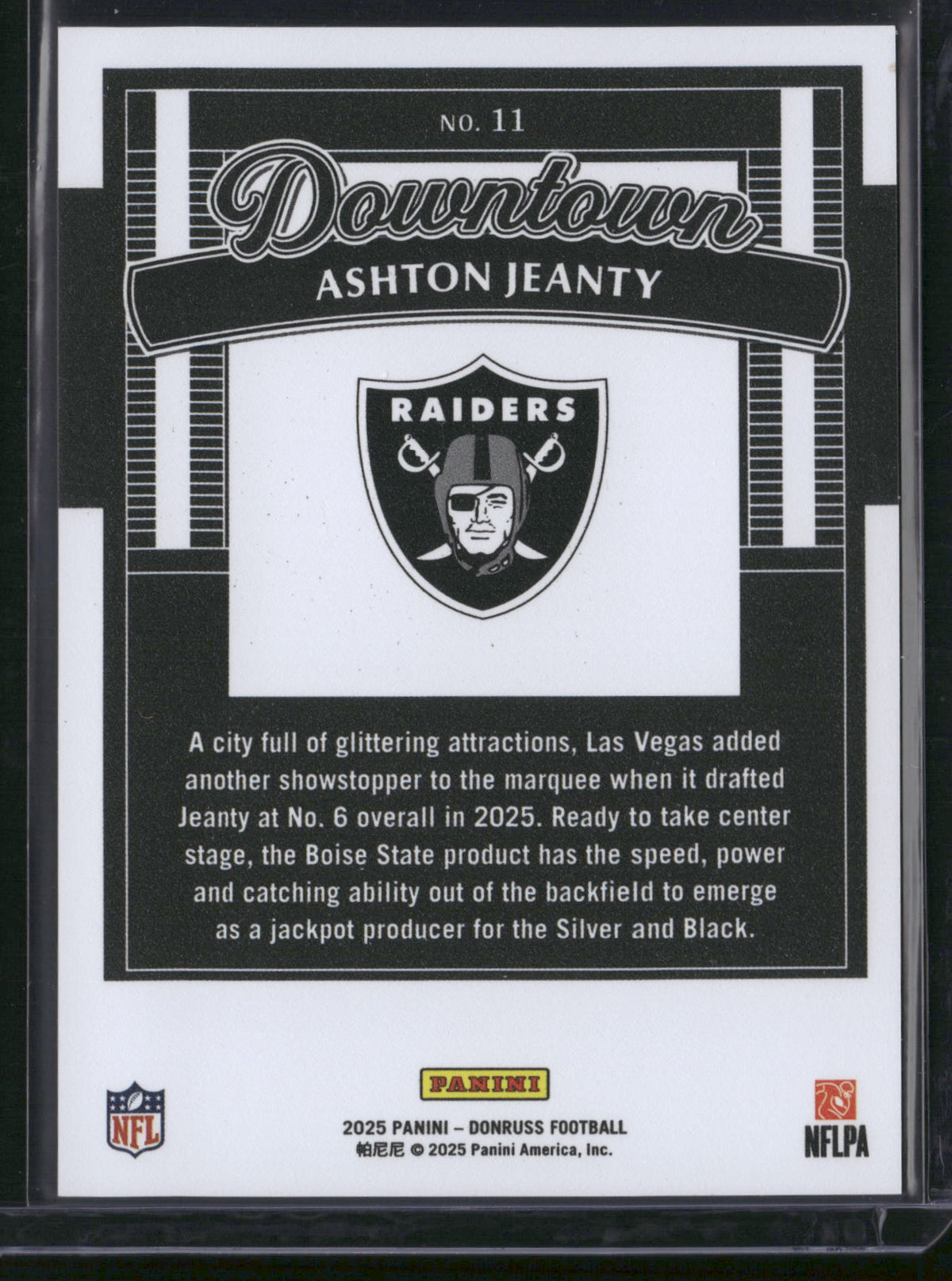 Ashton Jeanty 2025 Donruss Downtown #11 RC