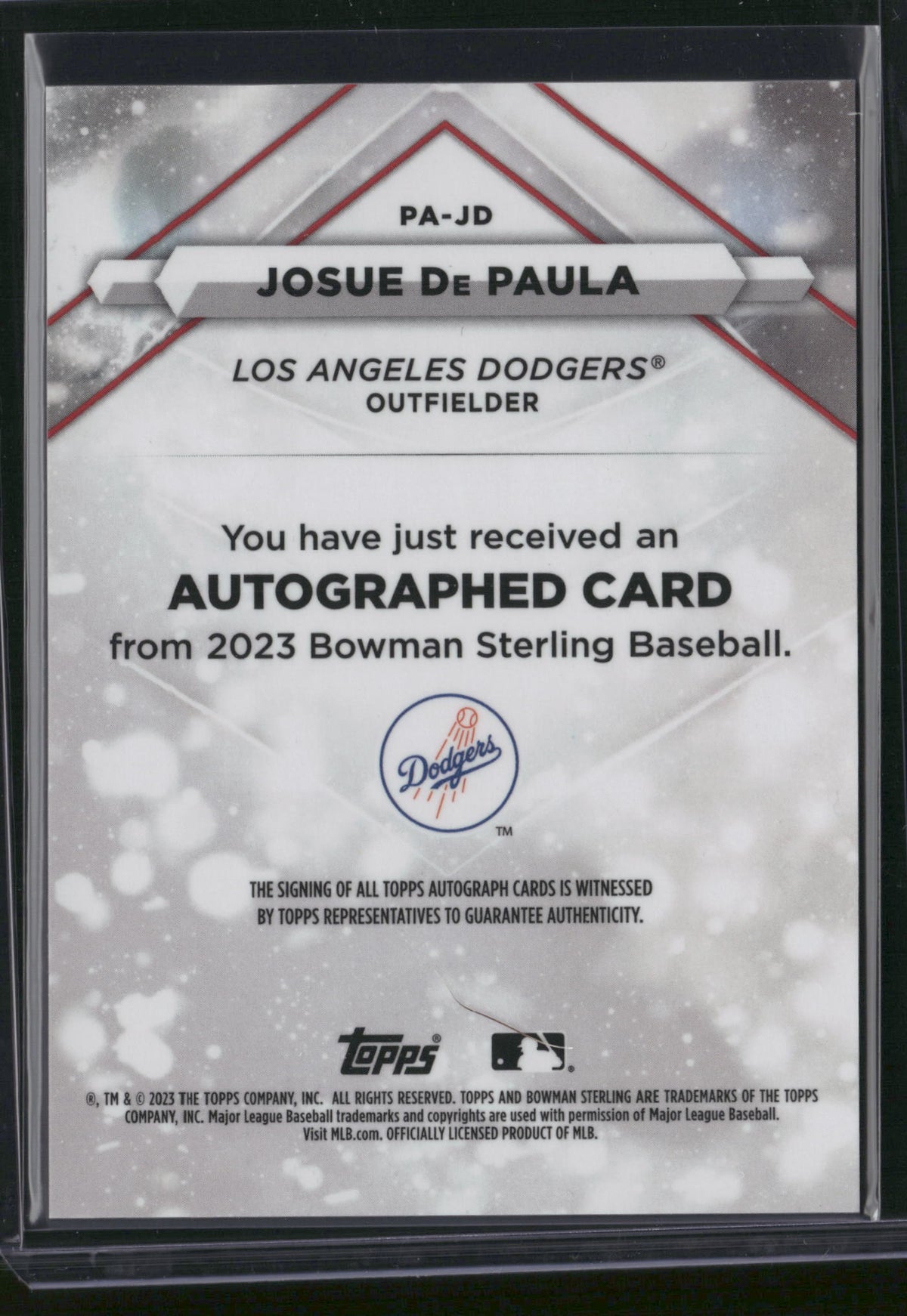 Josue De Paula 2023 Bowman Sterling #PA-JD