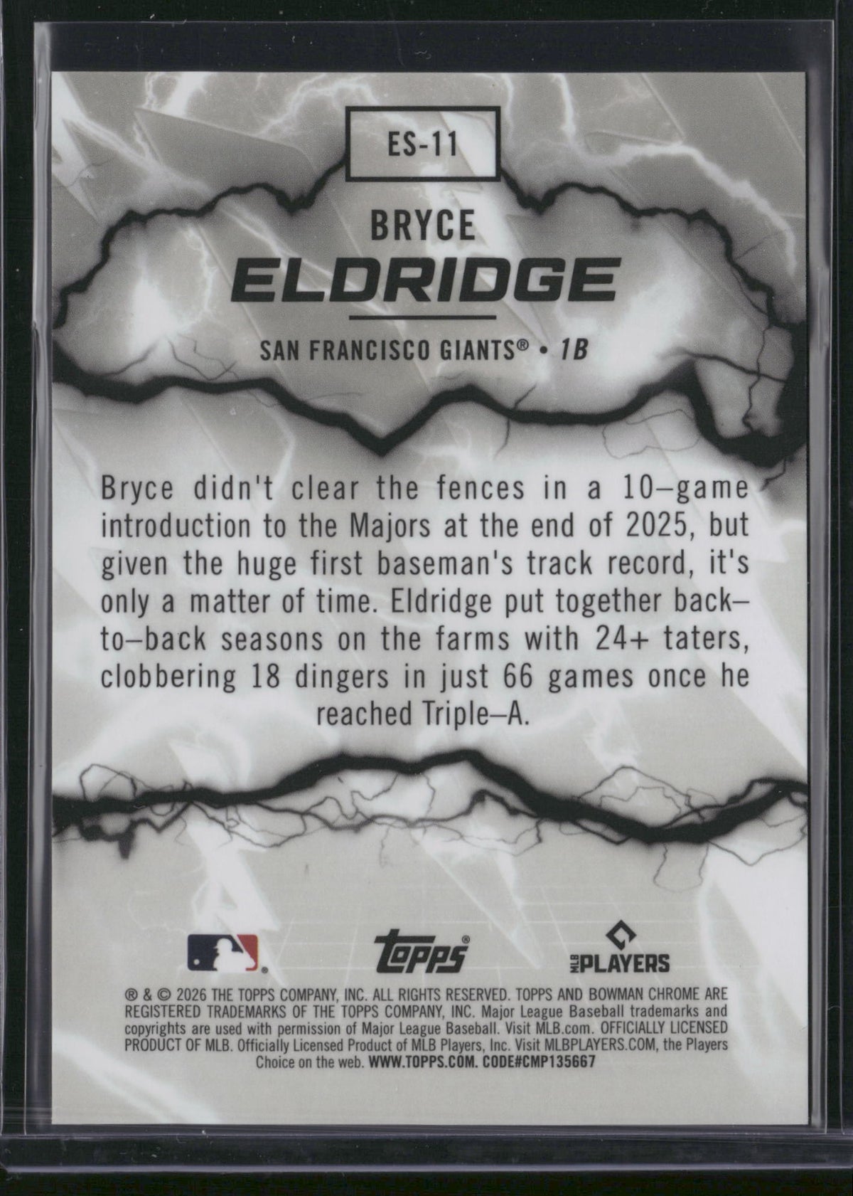 Bryce Eldridge 2026 Bowman Electric Sluggers #ES-11 Green Refractor /99 RC