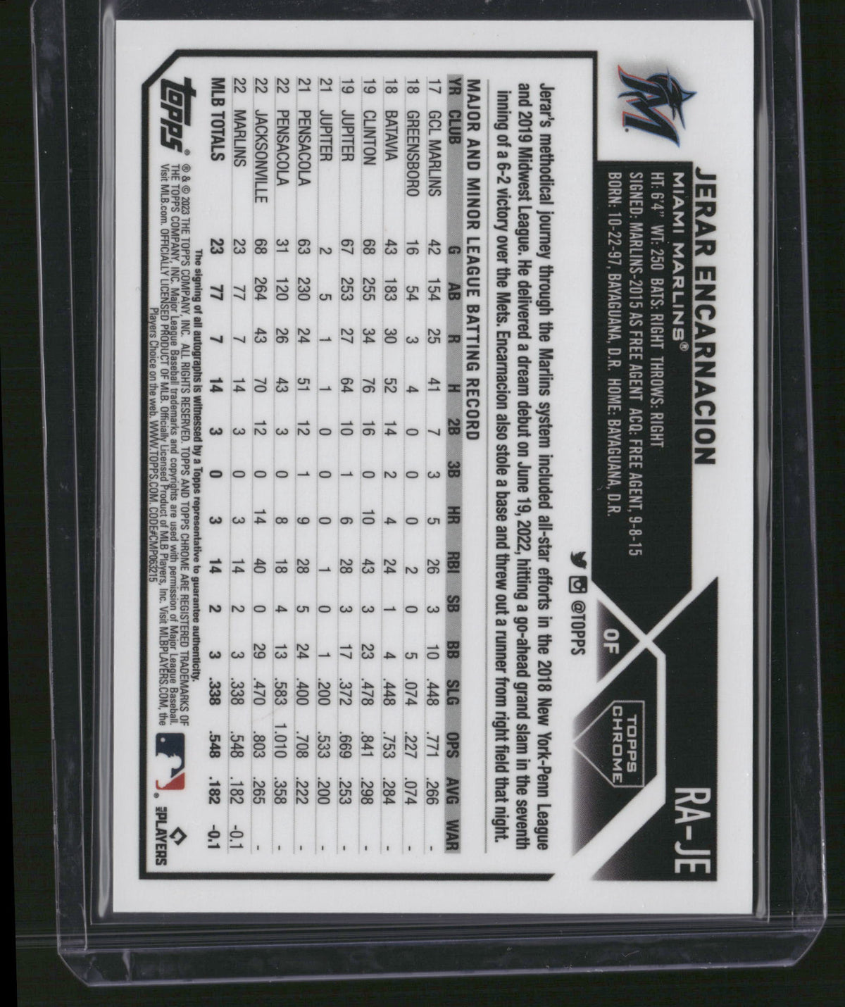 Jerar Encarnacion 2023 Topps Chrome #RA-JE Aqua Wave Refractor /199 RC