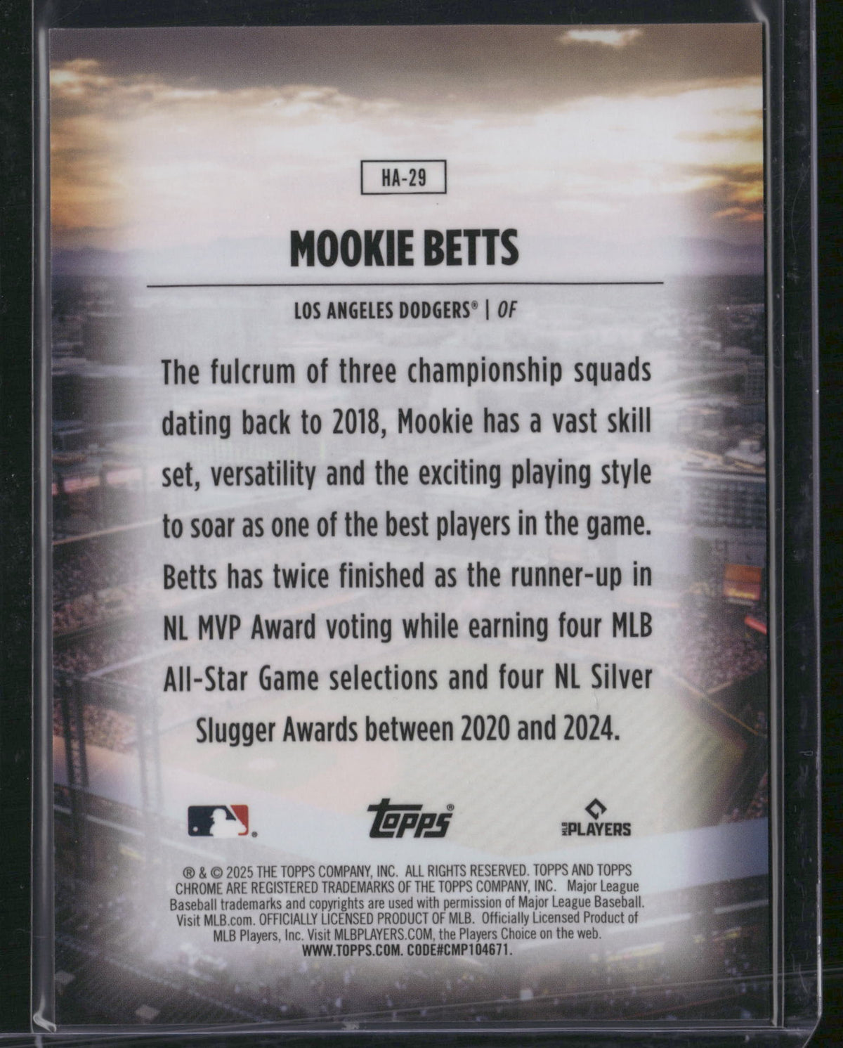 Mookie Betts 2025 Topps Chrome Home Field Advantage #HA-29