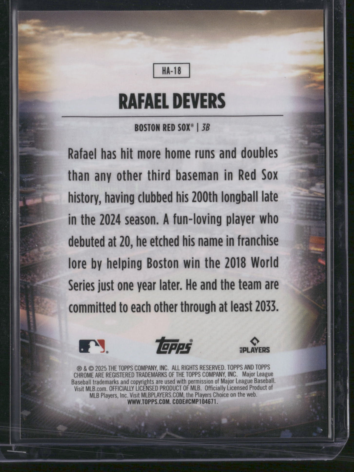 Rafael Devers 2025 Topps Chrome Home Field Advantage #HA-18
