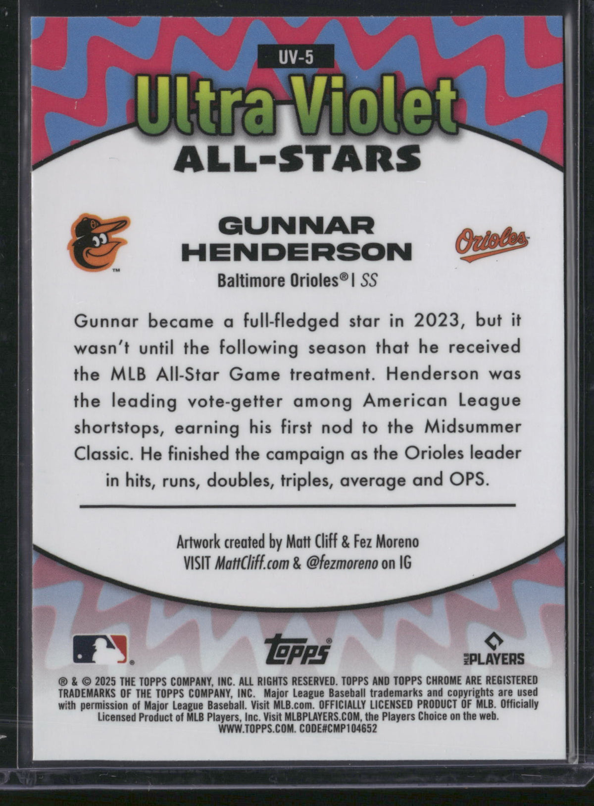 Gunnar Henderson 2025 Topps Chrome Ultra Violet All-Stars #UV-5