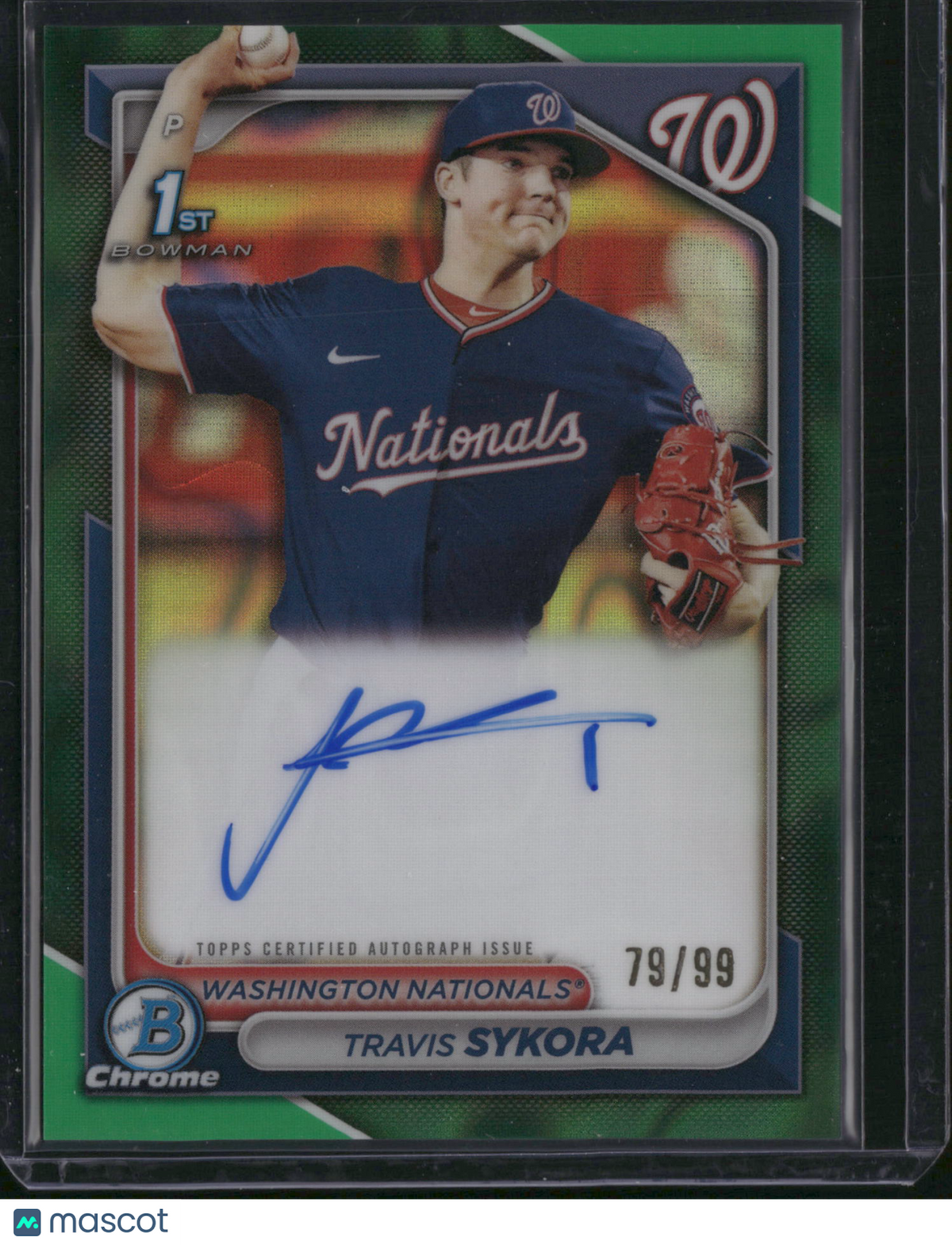 Travis Sykora 2024 Bowman Chrome #CPA-TSY Green Refractor /99 1st Bowman