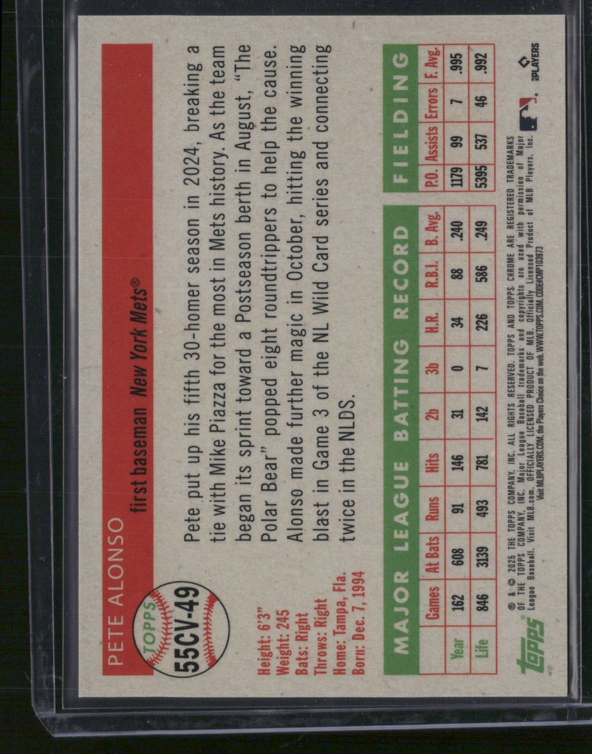 Pete Alonso 2024 Topps Chrome #55CV-49
