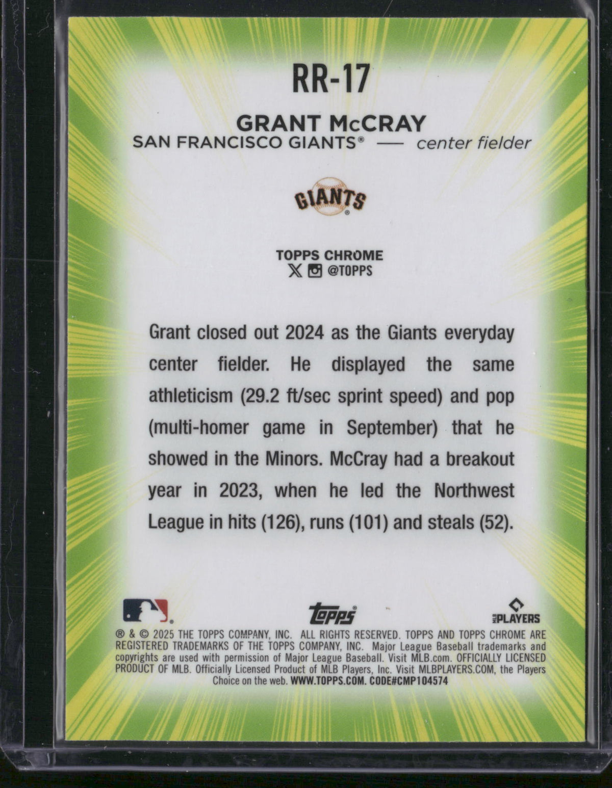 Grant McCray 2025 Topps Chrome Radiating Rookies #RR-17 RC