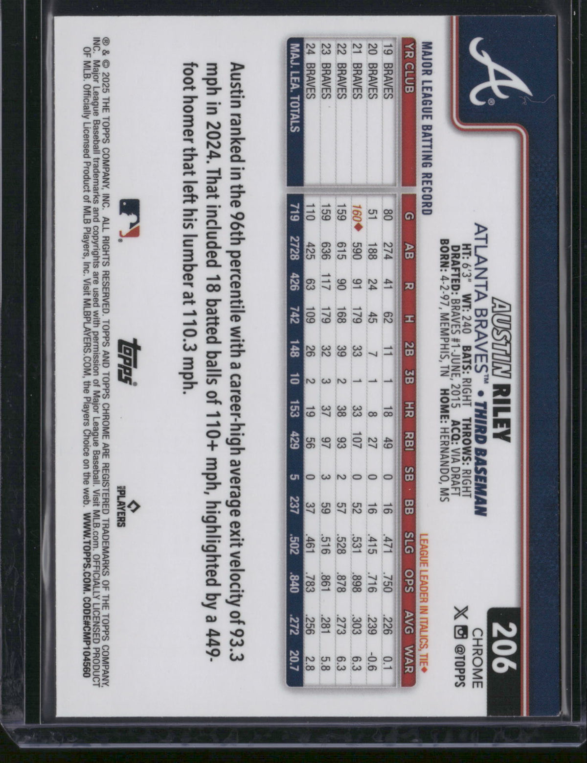 Austin Riley 2025 Topps Chrome #206