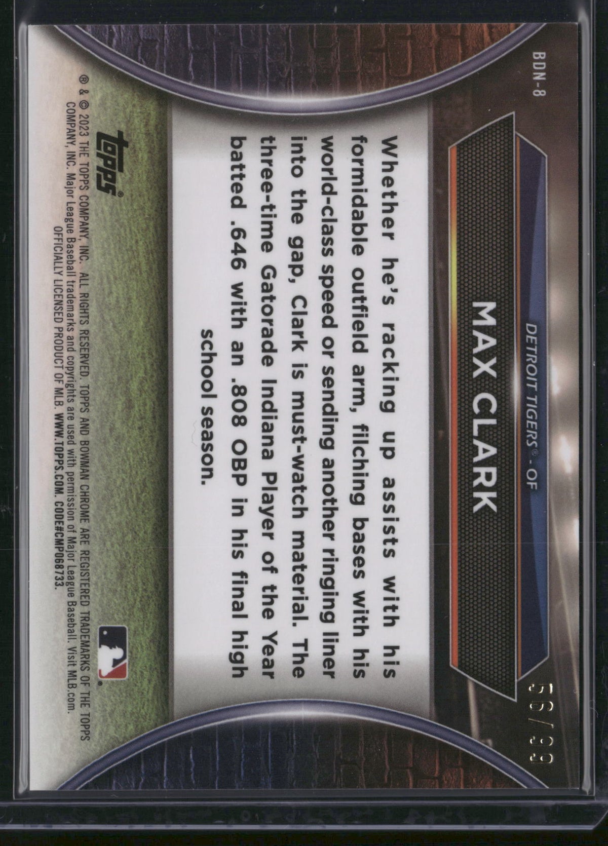Max Clark 2023 Bowman Chrome Draft #BDN-8 Green Refractor
