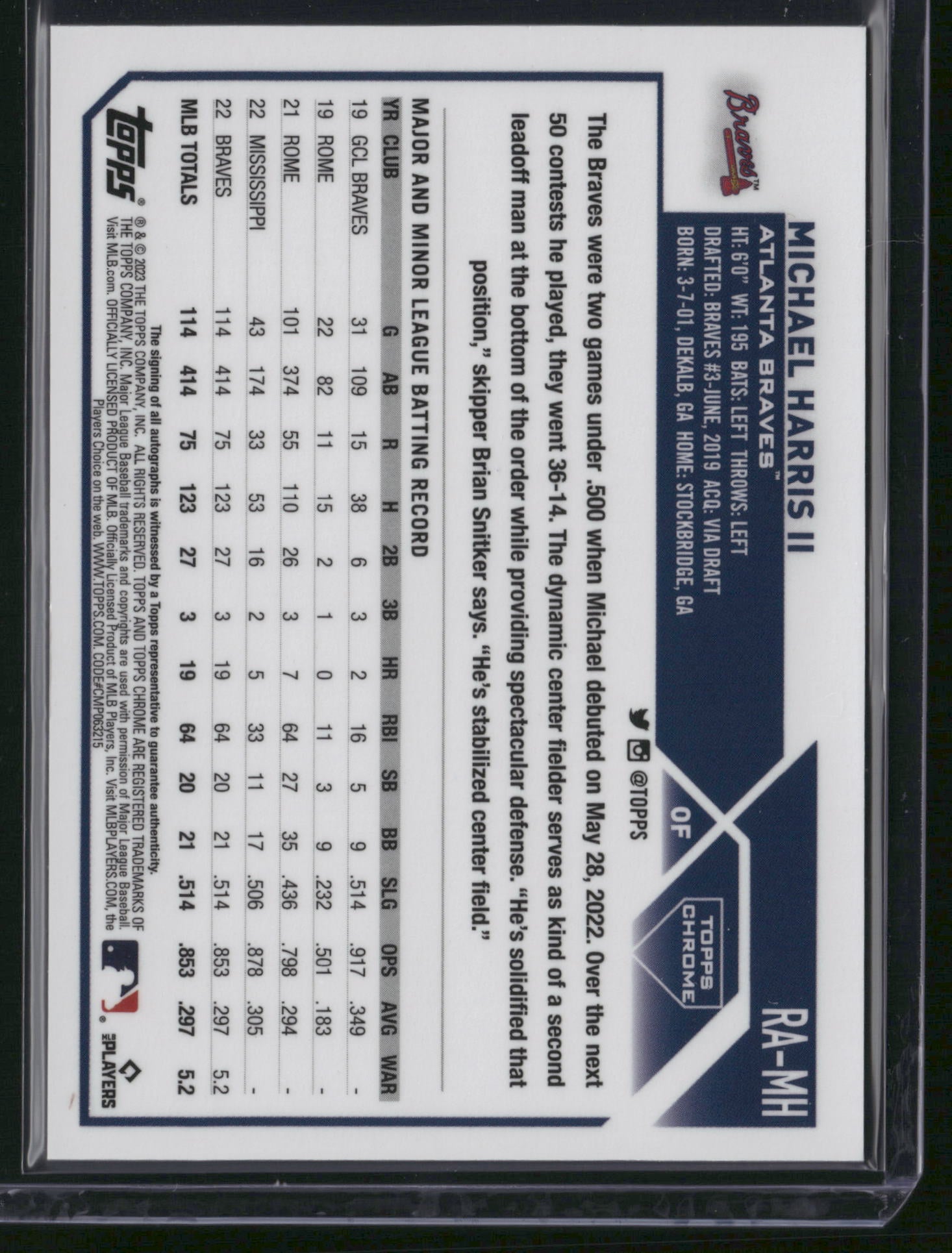Michael Harris II 2023 Topps Chrome #RA-MH RC