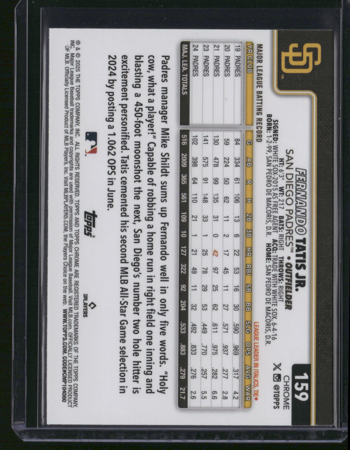 Fernando Tatis Jr. 2025 Topps Chrome #159