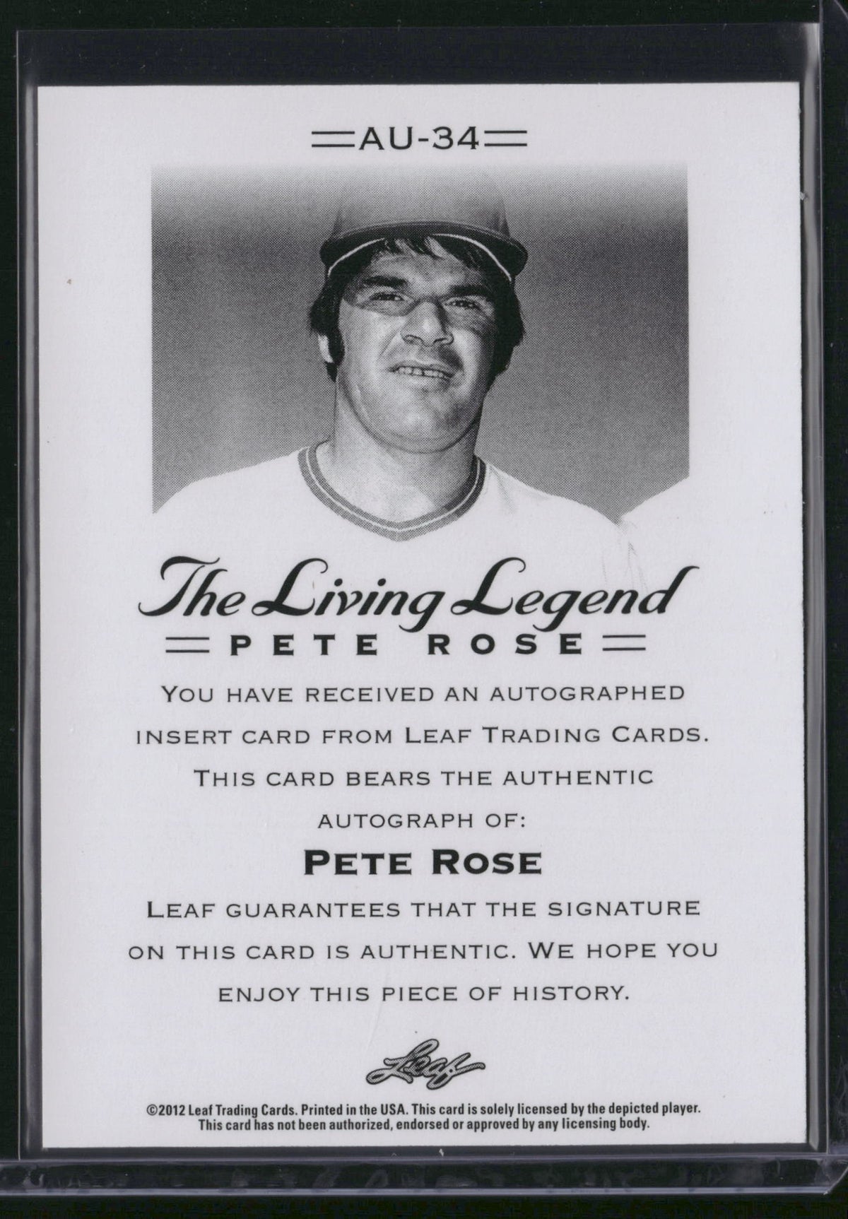 Pete Rose 2012 Leaf The Living Legend #AU-34