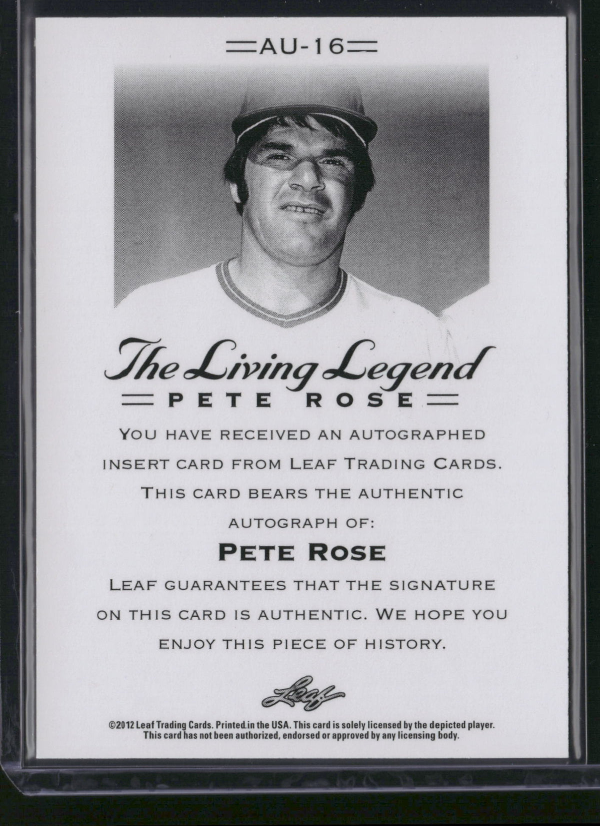 Pete Rose 2012 Leaf The Living Legend Pete Rose #AU-16