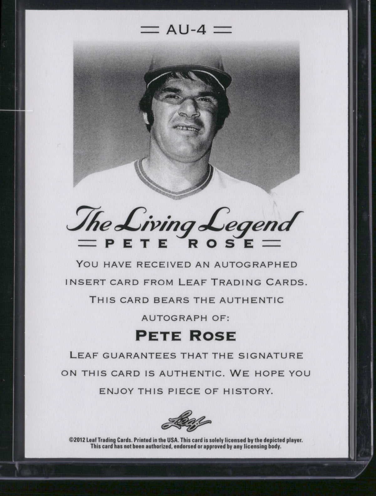 Pete Rose 2012 Leaf The Living Legend #AU-4 Authentic Signature