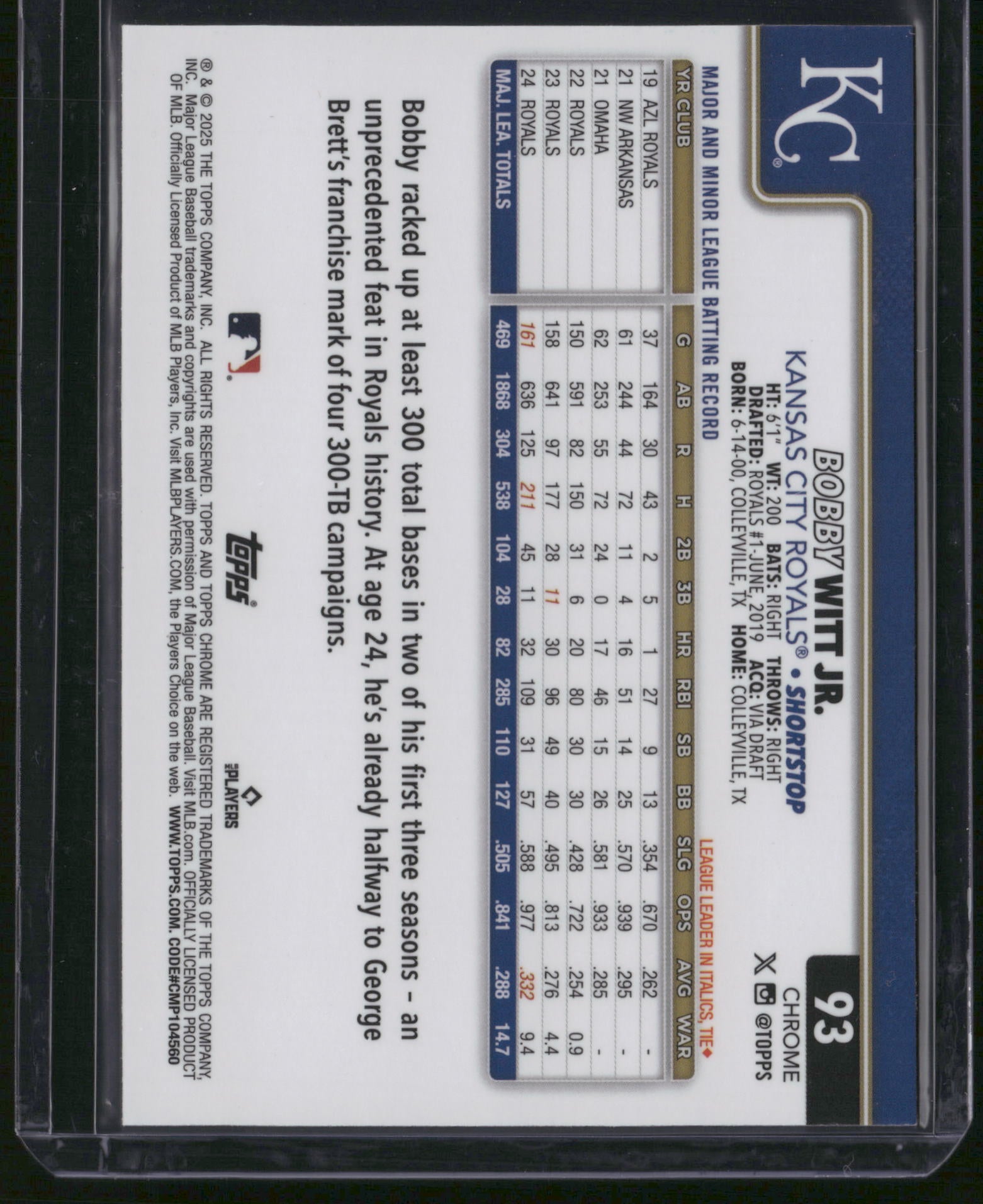 Bobby Witt Jr. 2025 Topps Chrome #93
