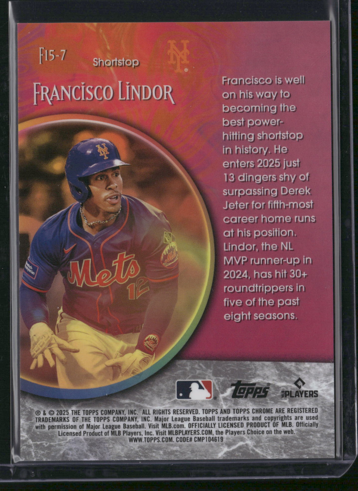 Francisco Lindor 2025 Topps Chrome Fortune 15 #F15-7 Orange Refractor /10