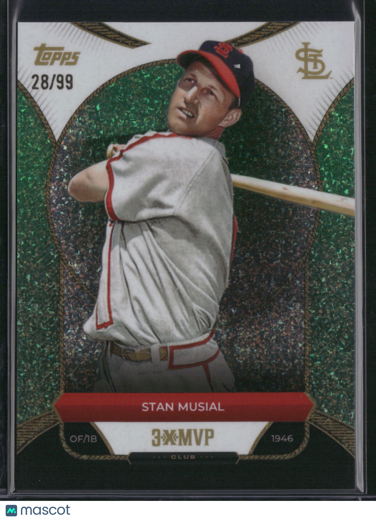 Stan Musial 2025 Topps Series 1 3x MVP Club #29 Green Foilboard /99